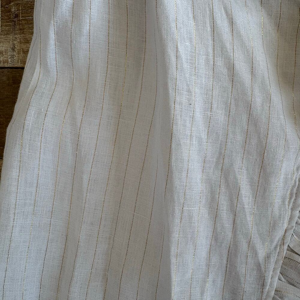 Shona Joy Holden Wrap Dress White Gold Lurex Linen Size 6 - Picture 5 of 8